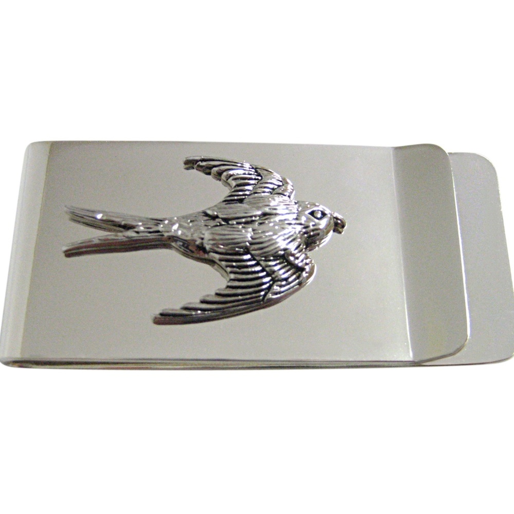 Silver Toned Sparrow Bird Money Clip